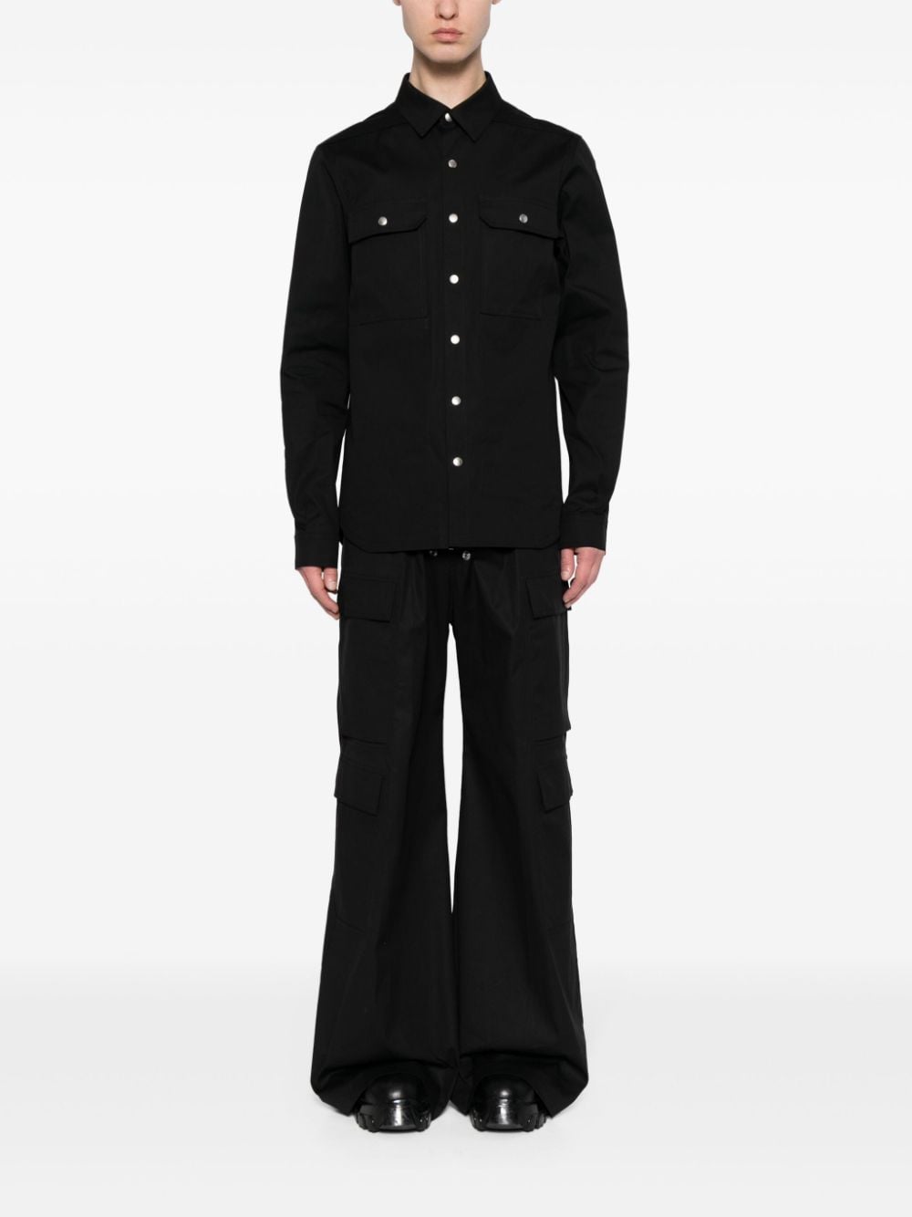 Shop Rick Owens Long-sleeve Poplin Shirt In Black