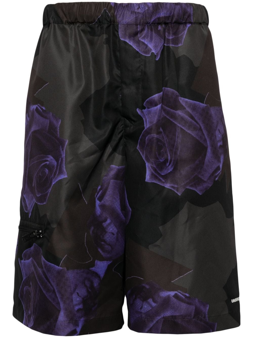 Shop Undercover Rose-print Bermuda Shorts In Black