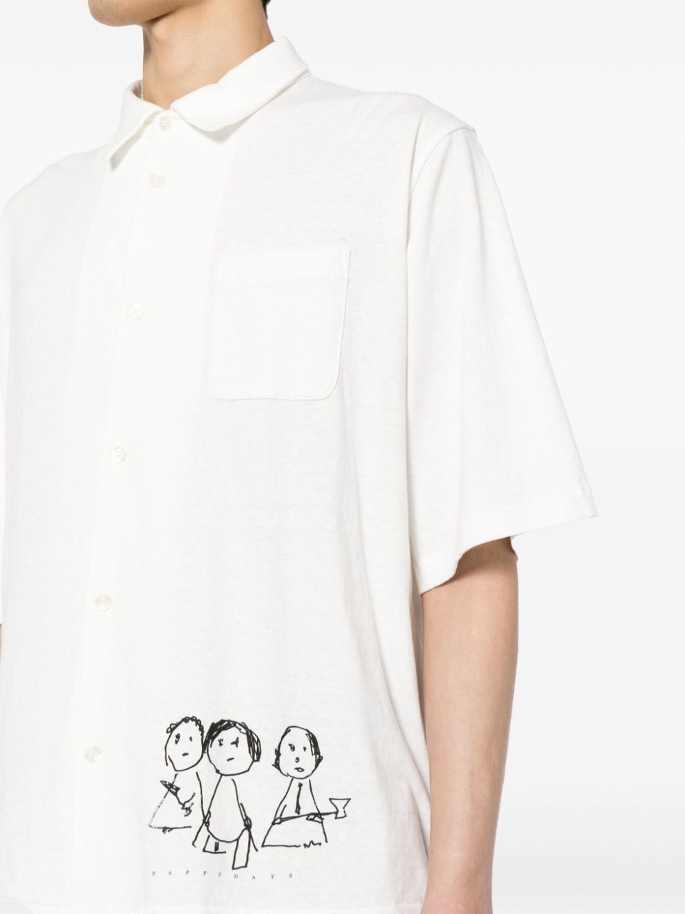 Shop Undercover Cartoon-print Cotton-poplin Shirt In White
