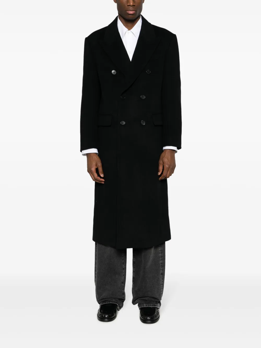 DUNST peak-lapels double-breasted coat - Zwart