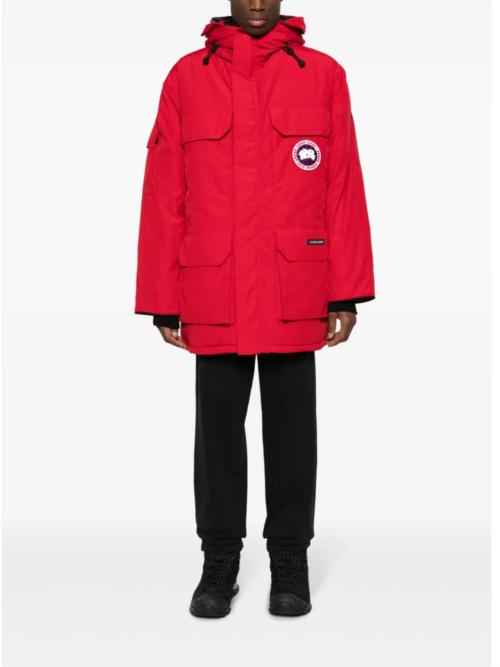 Canada Goose logo-patch slouch-hood jacket - Rood
