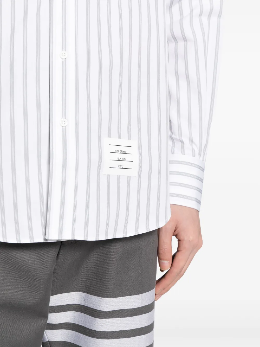 Shop Thom Browne 4-bar Cotton Cropped Trousers In White