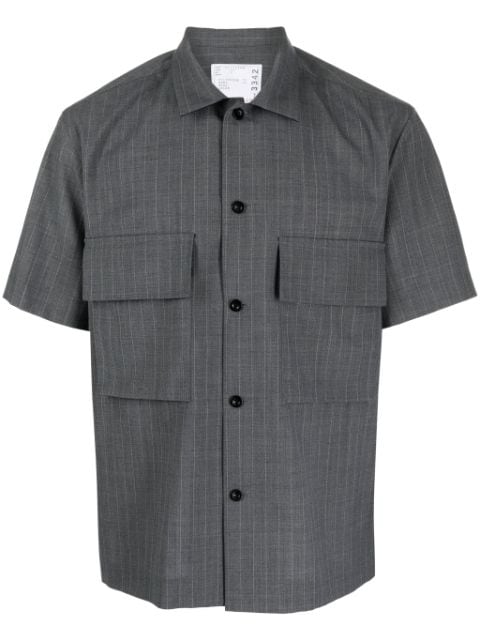 sacai pinstriped wool-blend shirt