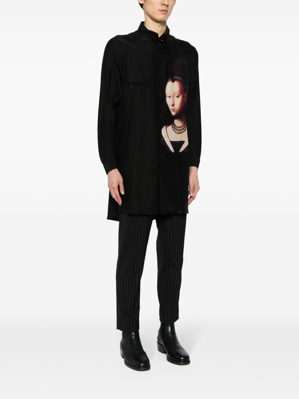 Shop Yohji Yamamoto M-young Girl Silk Shirt In Black