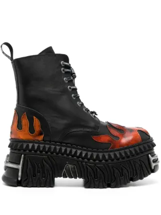 VETEMENTS フローラル レザーアンクルブーツ | ブラック | FARFETCH JP