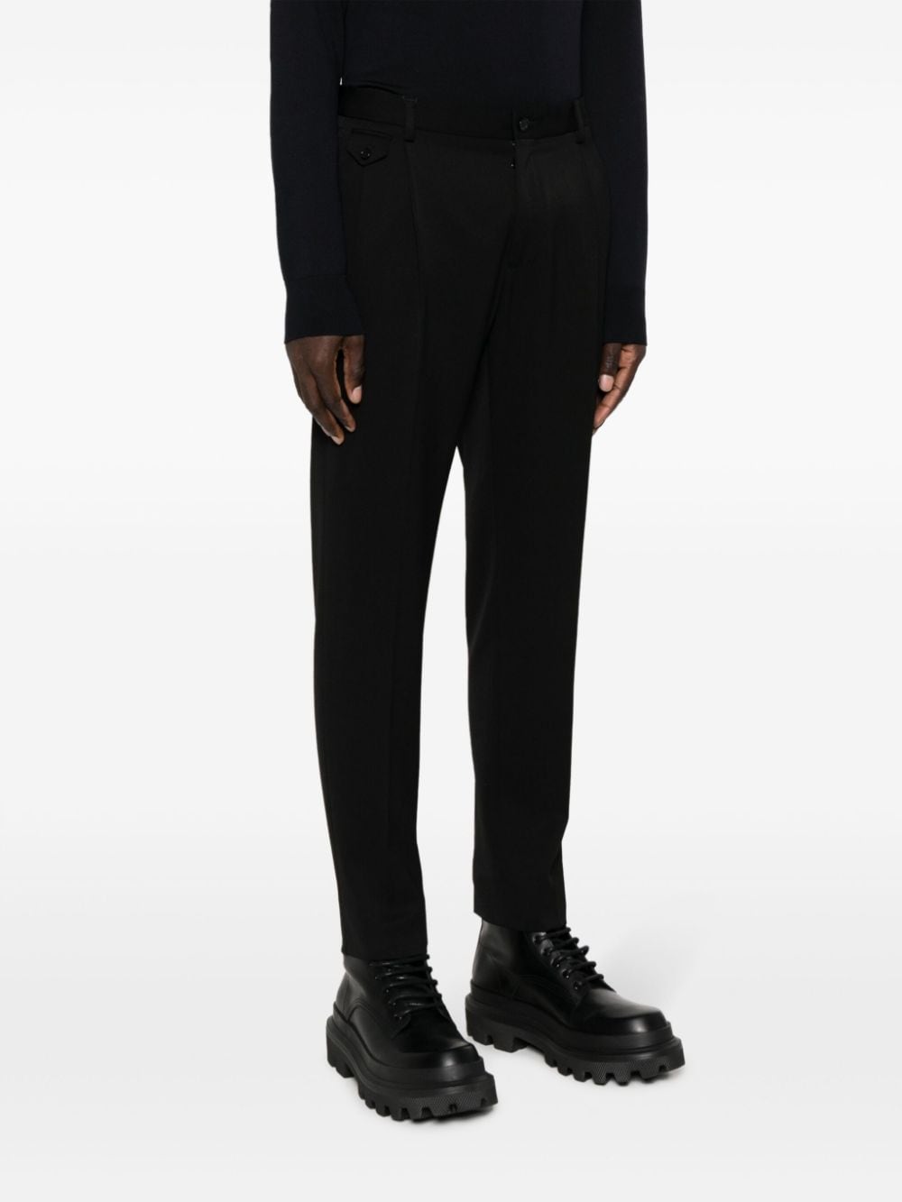 Shop Dolce & Gabbana Tailored Virgin-wool Trousers In Black