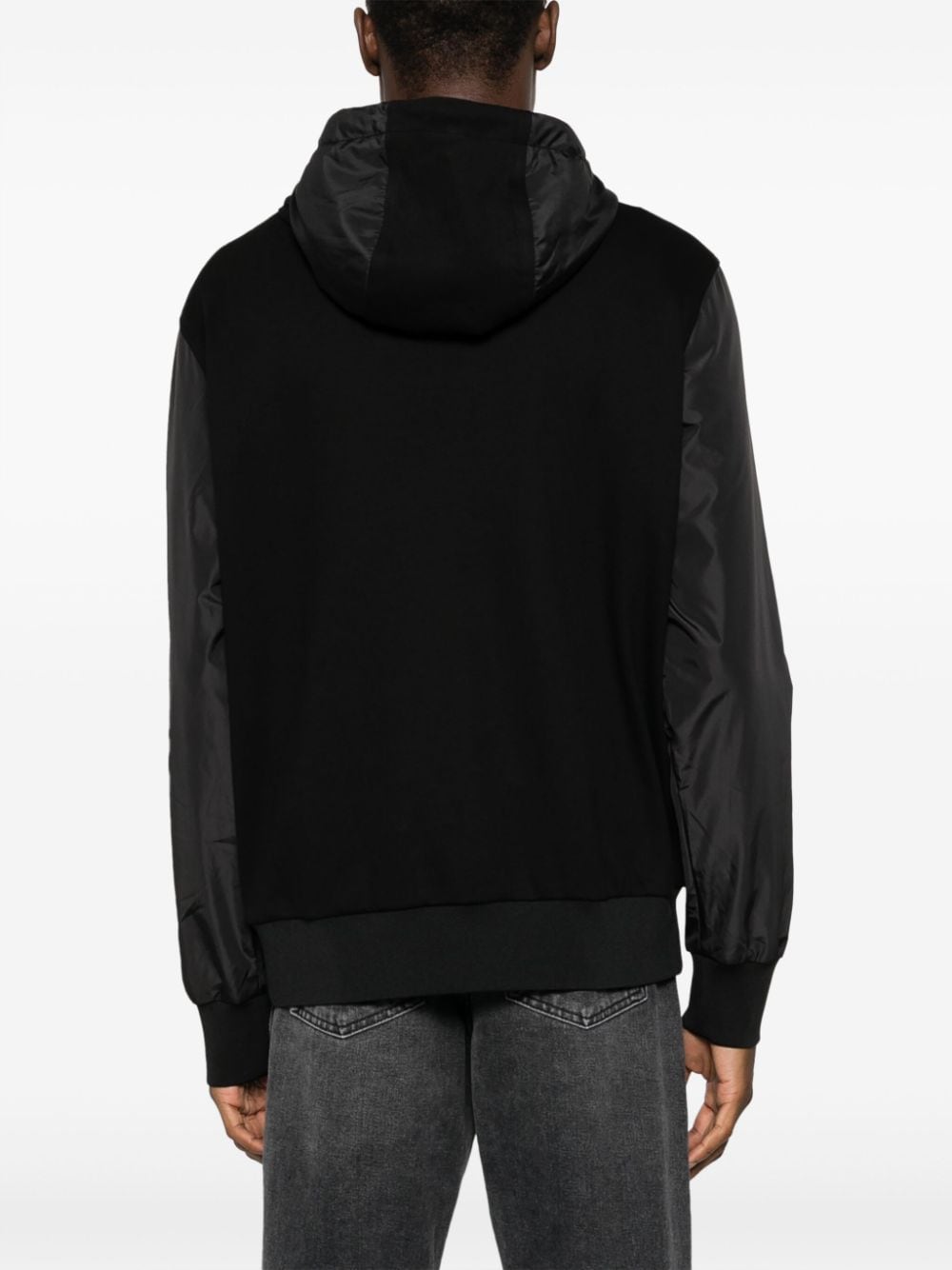 Shop Hugo Boss Panelled Tonal Hoodie In Black