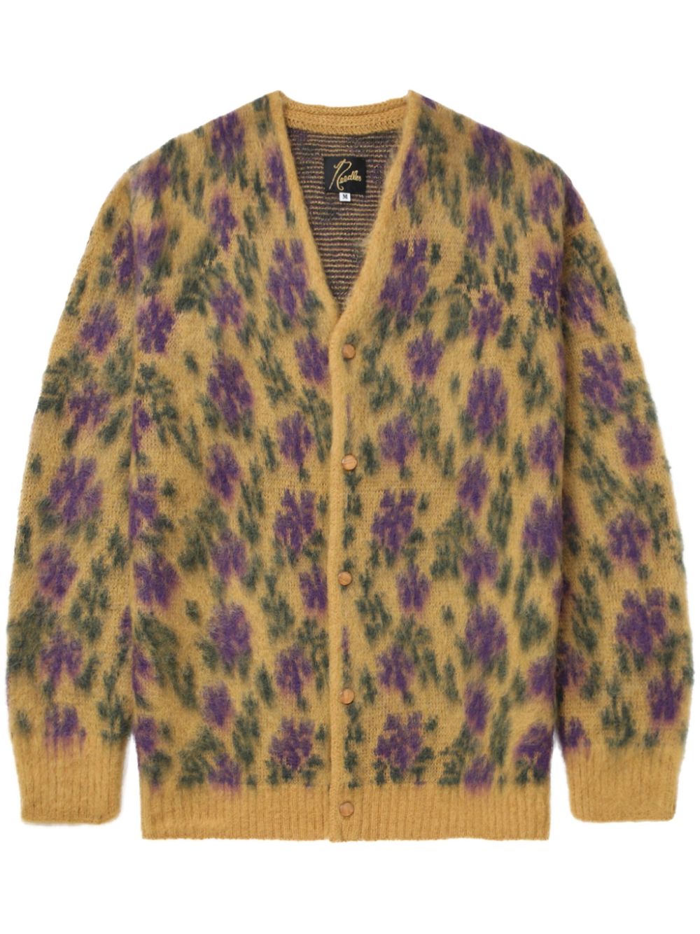 NEEDLES BRUSHED FLORAL-JACQUARD CARDIGAN