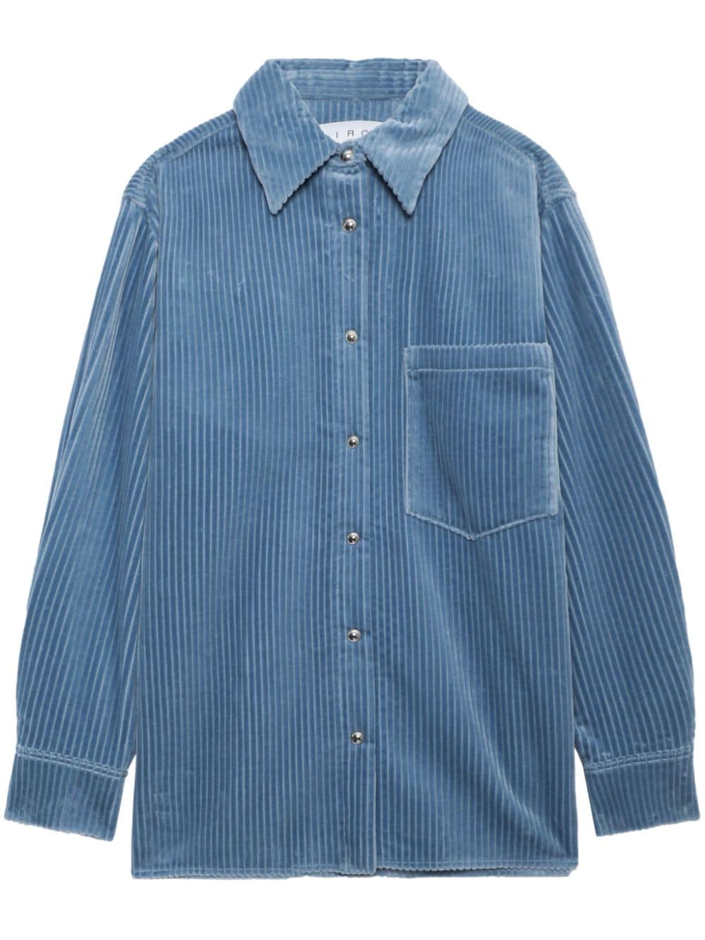 Shop Iro Long-sleeve Corduroy Cotton Shirt In Blue