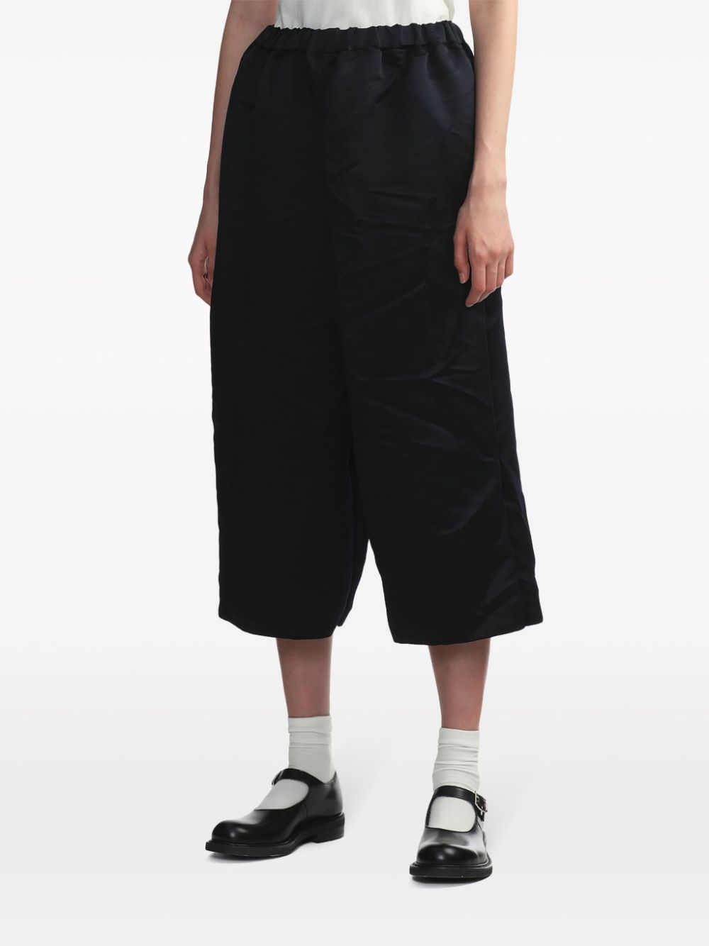 Shop Comme Des Garçons Comme Des Garçons Wide-leg Cropped Trousers In Blue