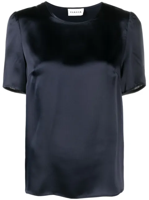 P.A.R.O.S.H. blusa de seda satinada manga corta