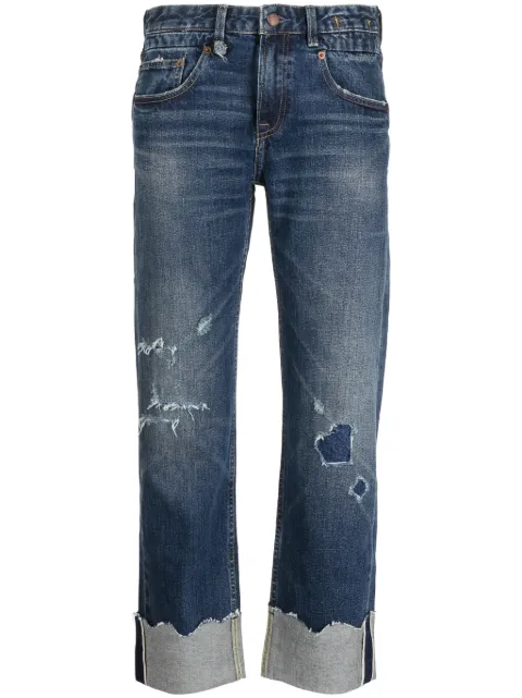 R13 ripped-detail straight-leg jeans