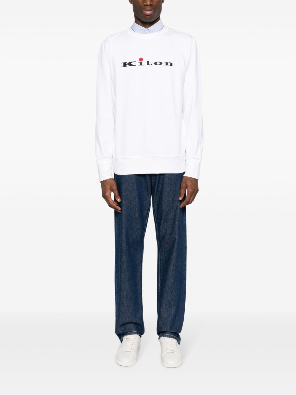 Kiton logo-print cotton-blend sweatshirt - Wit