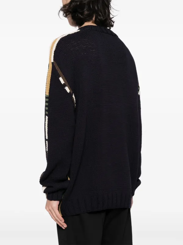 Casey Casey pattern-detail cotton-wool Jumper | Blue | FARFETCH UZ