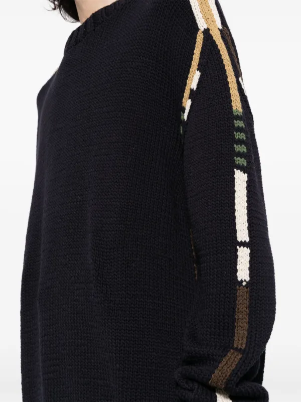 Casey Casey pattern-detail cotton-wool Jumper | Blue | FARFETCH