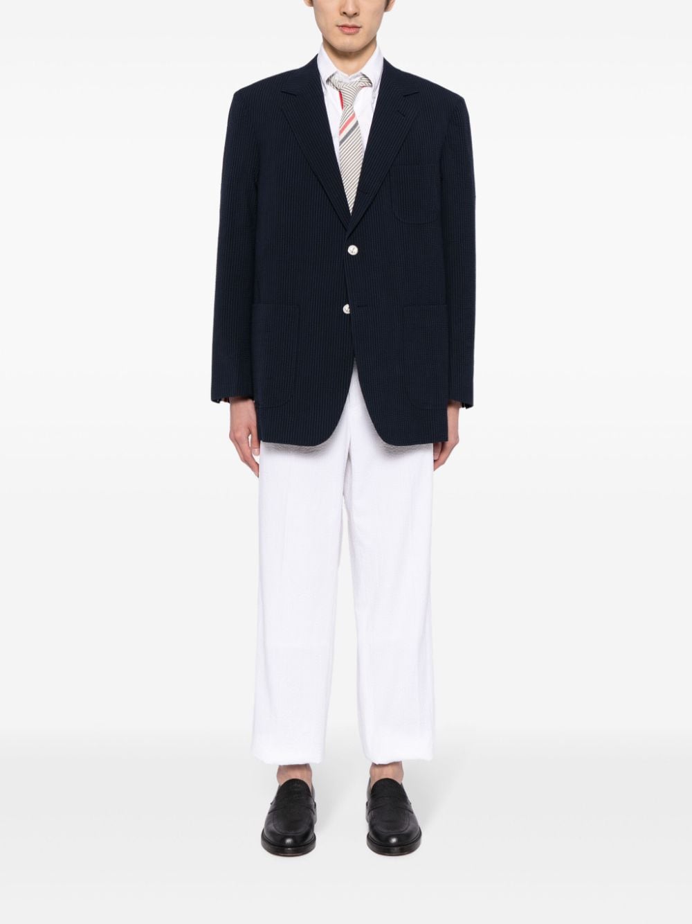Shop Thom Browne Pressed-crease Cotton Trousers In White