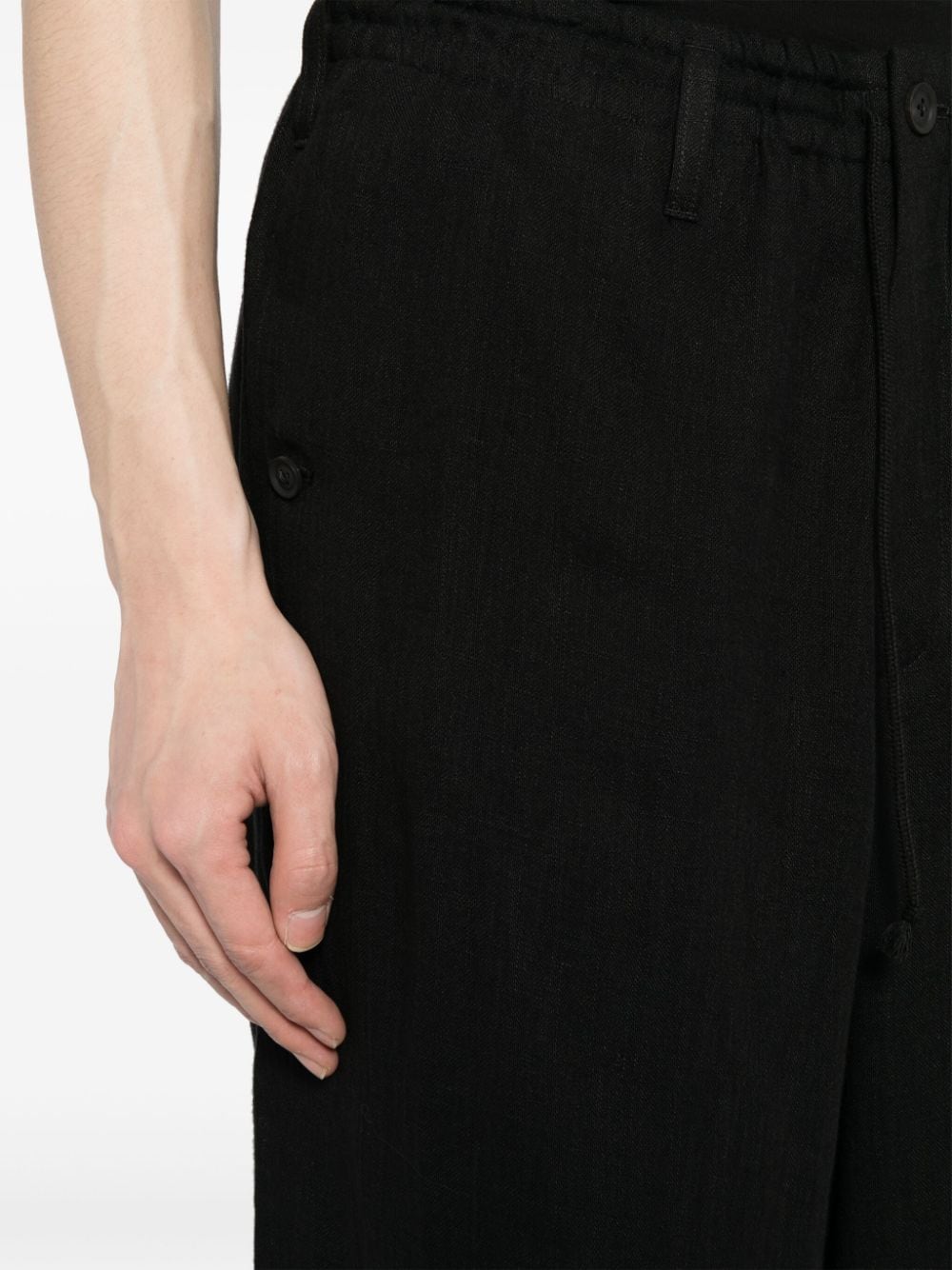 Shop Yohji Yamamoto Drop-crotch Track Pants In Black