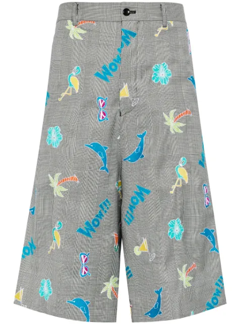Comme des Garçons Homme mirrored-rear embroidered checkered shorts