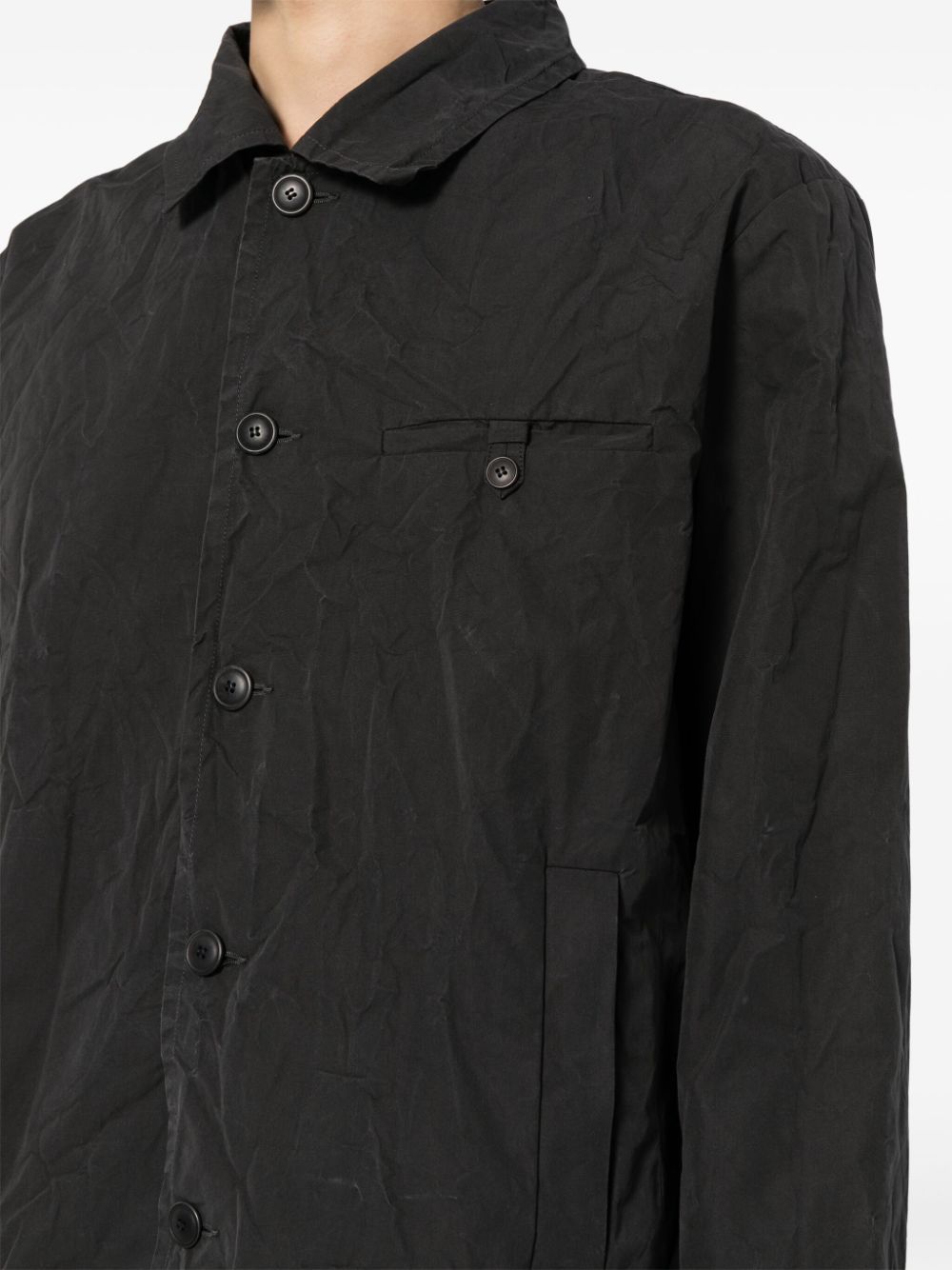Shop Casey Casey Button-front Cotton Jacket In Black