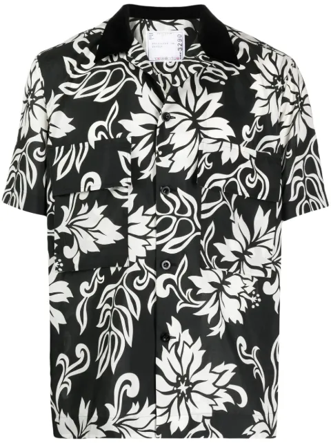 sacai floral-print cotton shirt