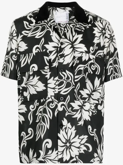 sacai floral-print cotton shirt