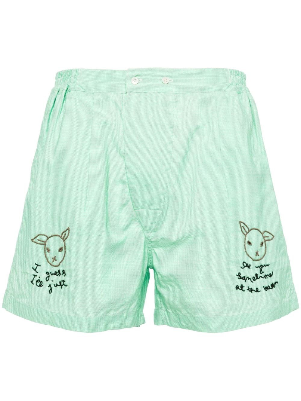 Shop Bode See You At The Barn Cotton Shorts In Green