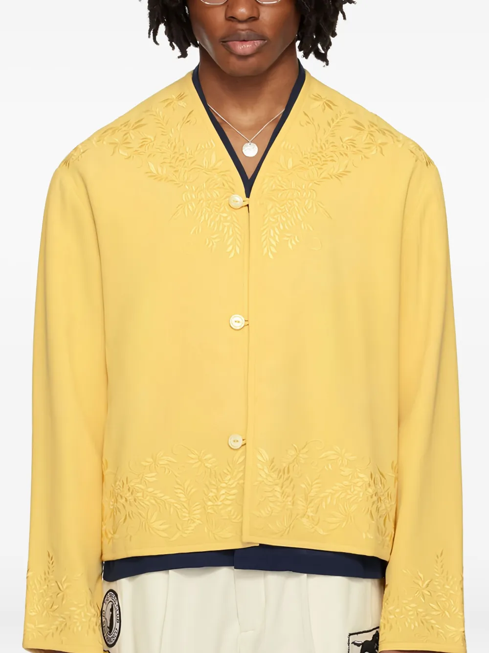BODE embroidered-floral jacket | Yellow | Image 1
