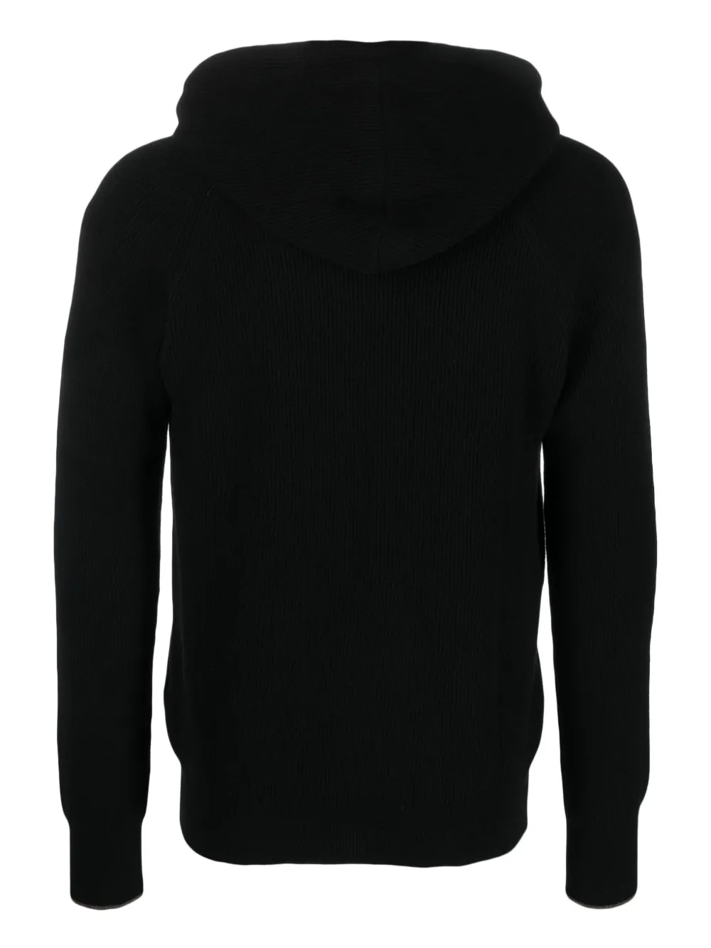 Fileria Ribbed-knit Virgin Wool-blend Hoodie In Black