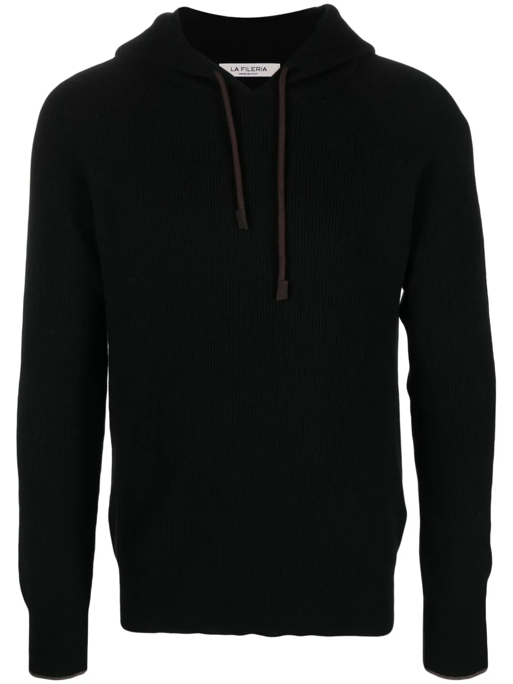 Fileria Ribbed-knit Virgin Wool-blend Hoodie In Black