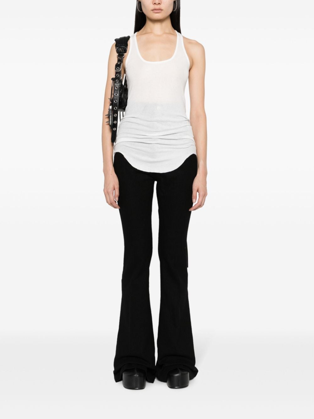Shop Rick Owens High-waisted Flared Trousers In Black