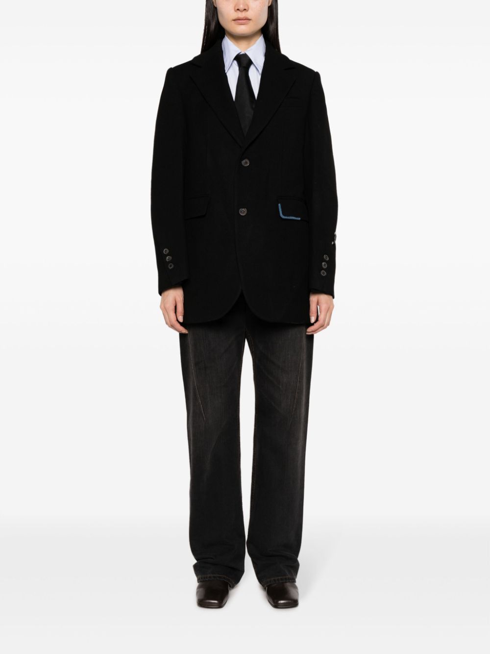 Shop Ader Error Frine Single-breasted Blazer In Black