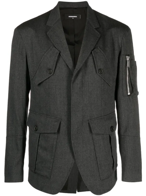DSQUARED2 - 極美品 DSQUARED2 ストレッチ シングル テーラードジャケット DSQUARED2 マルチポケット シングルジャケット | グレー
