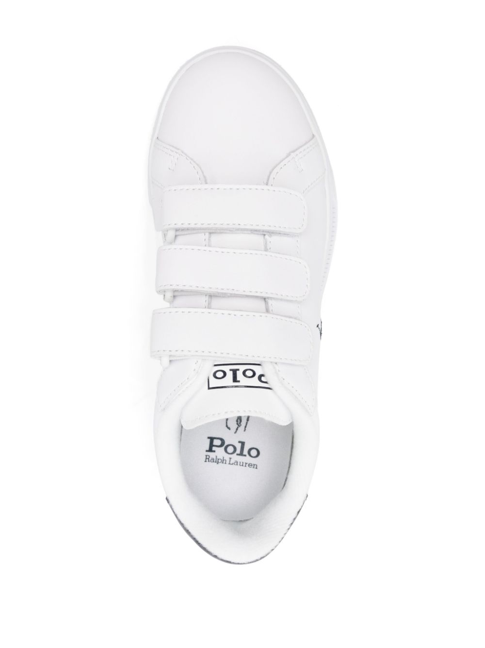 Shop Polo Ralph Lauren Logo-embroidered Leather Sneakers In White