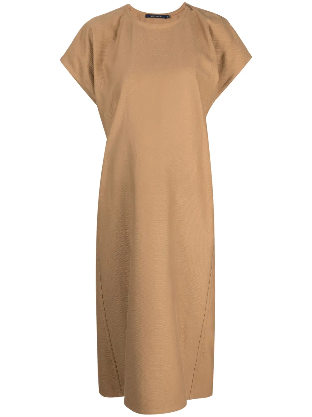 Sofie D'hoore Round-neck Cotton Midi Dress In Brown