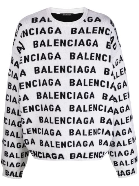 Balenciaga intarsia-knit logo jumper Men