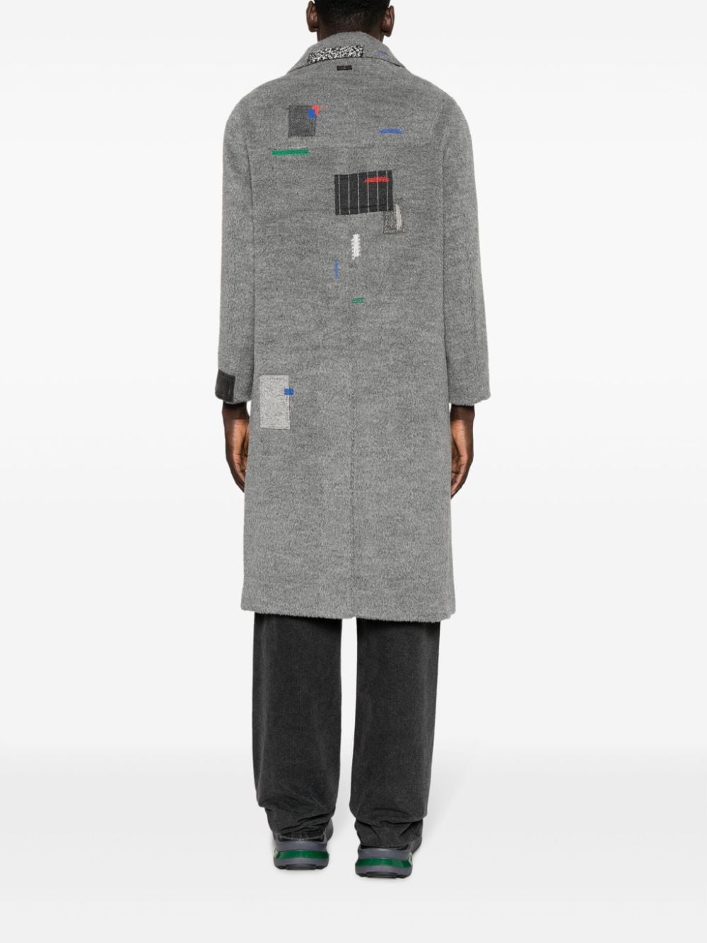 Shop Ader Error Rubas Patchwork-detail Duffle Coat In Grey