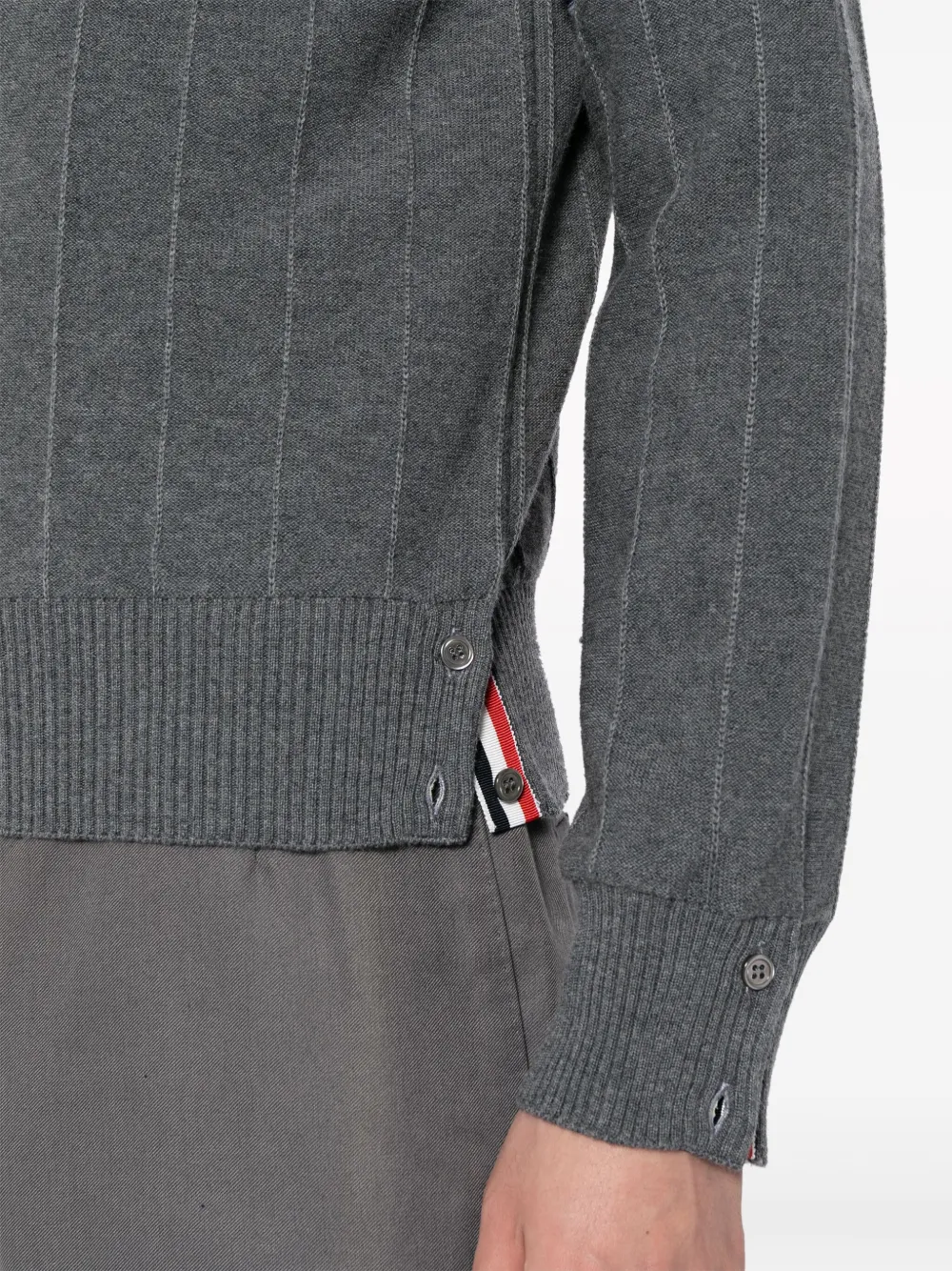 Shop Thom Browne Rwb-stripe Long-sleeve Jumper In Grey
