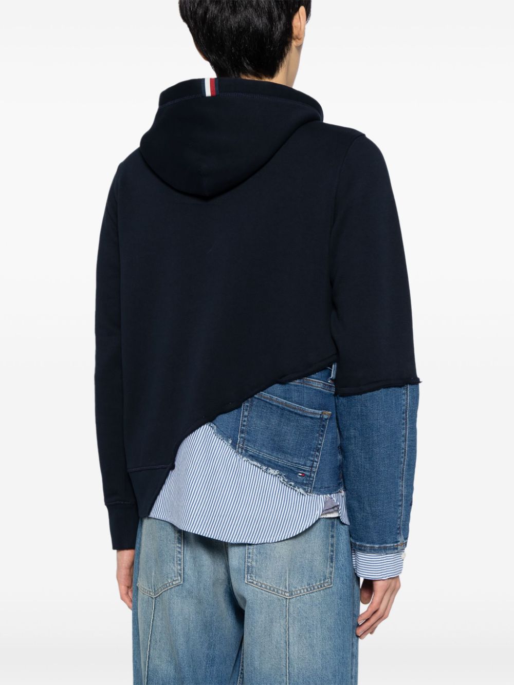 Shop Greg Lauren X Tommy Hilfiger Logo-embroidered Patchwork Hoodie In Blue