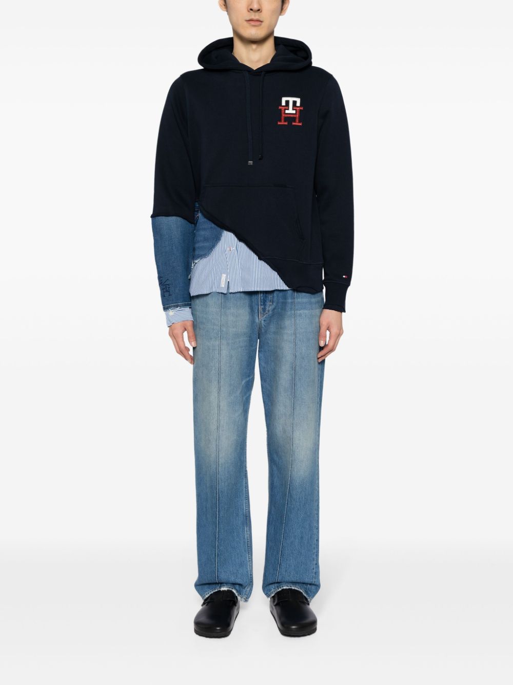 Greg Lauren x Tommy Hilfiger hoodie met geborduurd logo en patchwork - Blauw