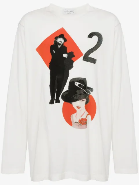 Yohji Yamamoto playera con estampado gráfico