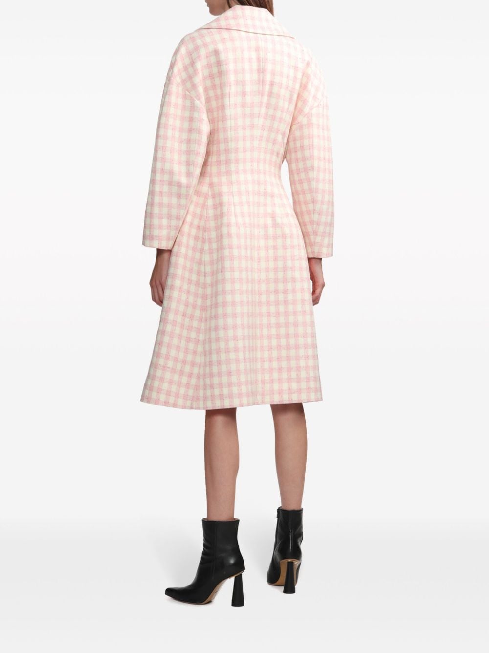 Shop Shushu-tong Check-pattern Single-breasted Coat In Pink