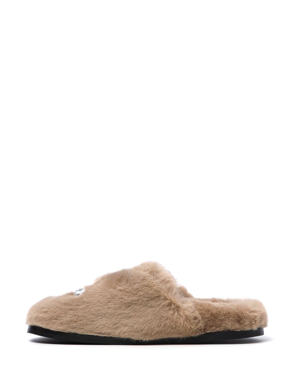 Simone Rocha crystal-embellished faux fur slippers Neutrals