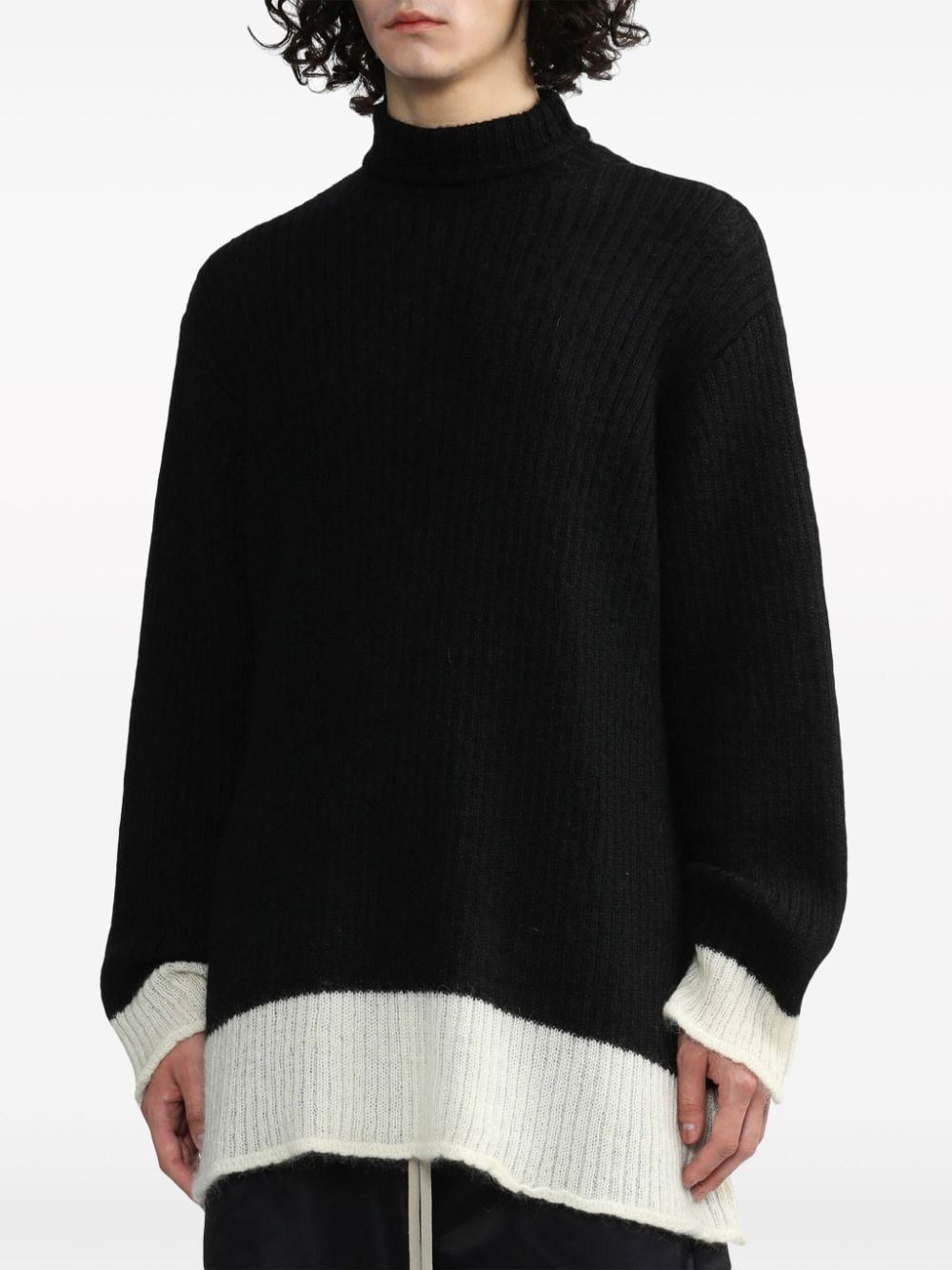 Shop Undercover Two-tone Ribbed-knit Jumper In Black