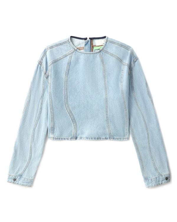 Haikure drop-shoulder Denim Crop Top - Farfetch