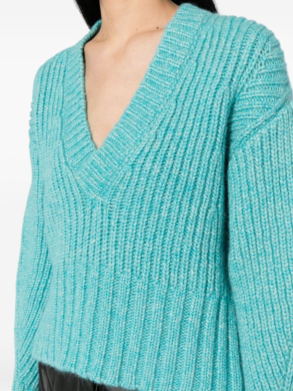 Shop Iro Ewenn Chunky-knit Cropped Jumper In Blue
