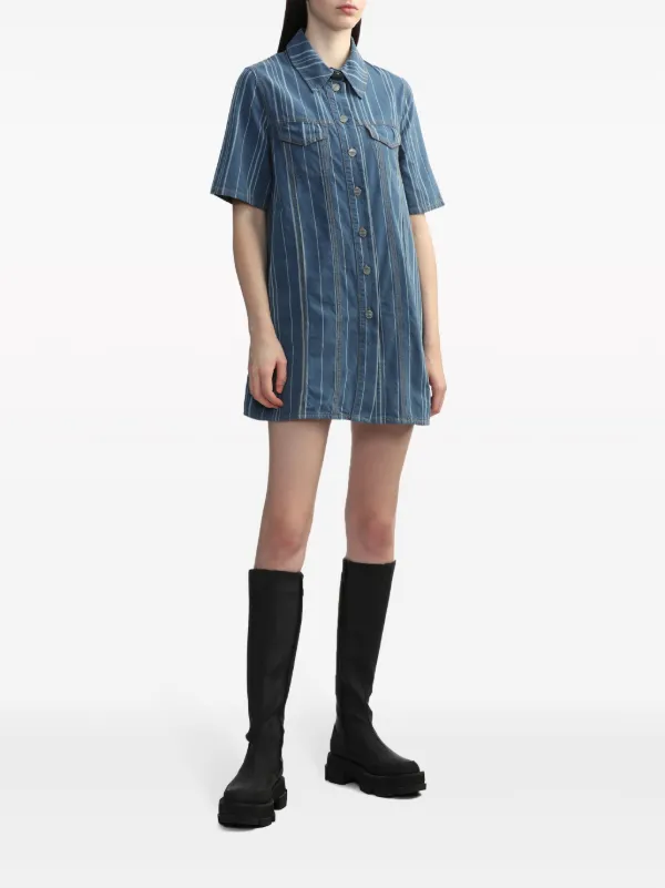 GANNI ストライプ デニムミニドレス | ブルー | FARFETCH JP