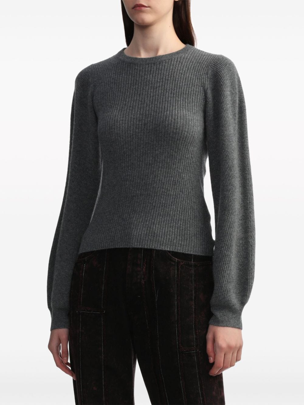 Shop Iro Ribbed Cashmere Jumper In Grey