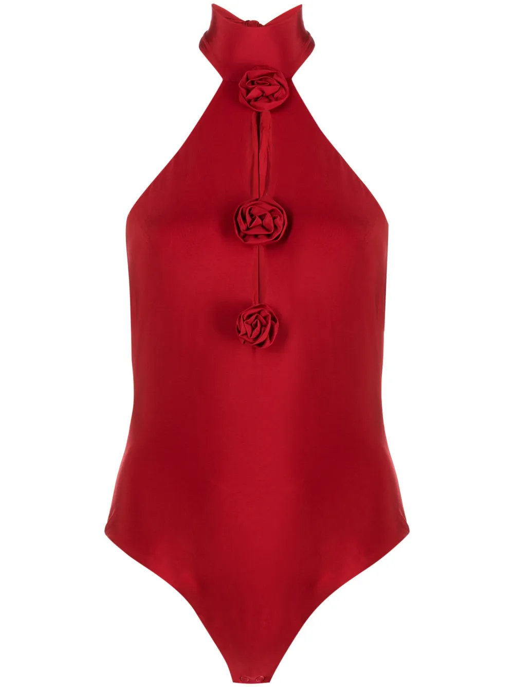 MAGDA BUTRYM ROSE-APPLIQUÉ HALTERNECK BODYSUIT