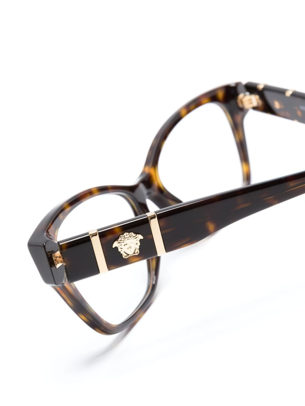 Shop Versace Medusa-plaque Cat-eye Frame Glasses In Brown