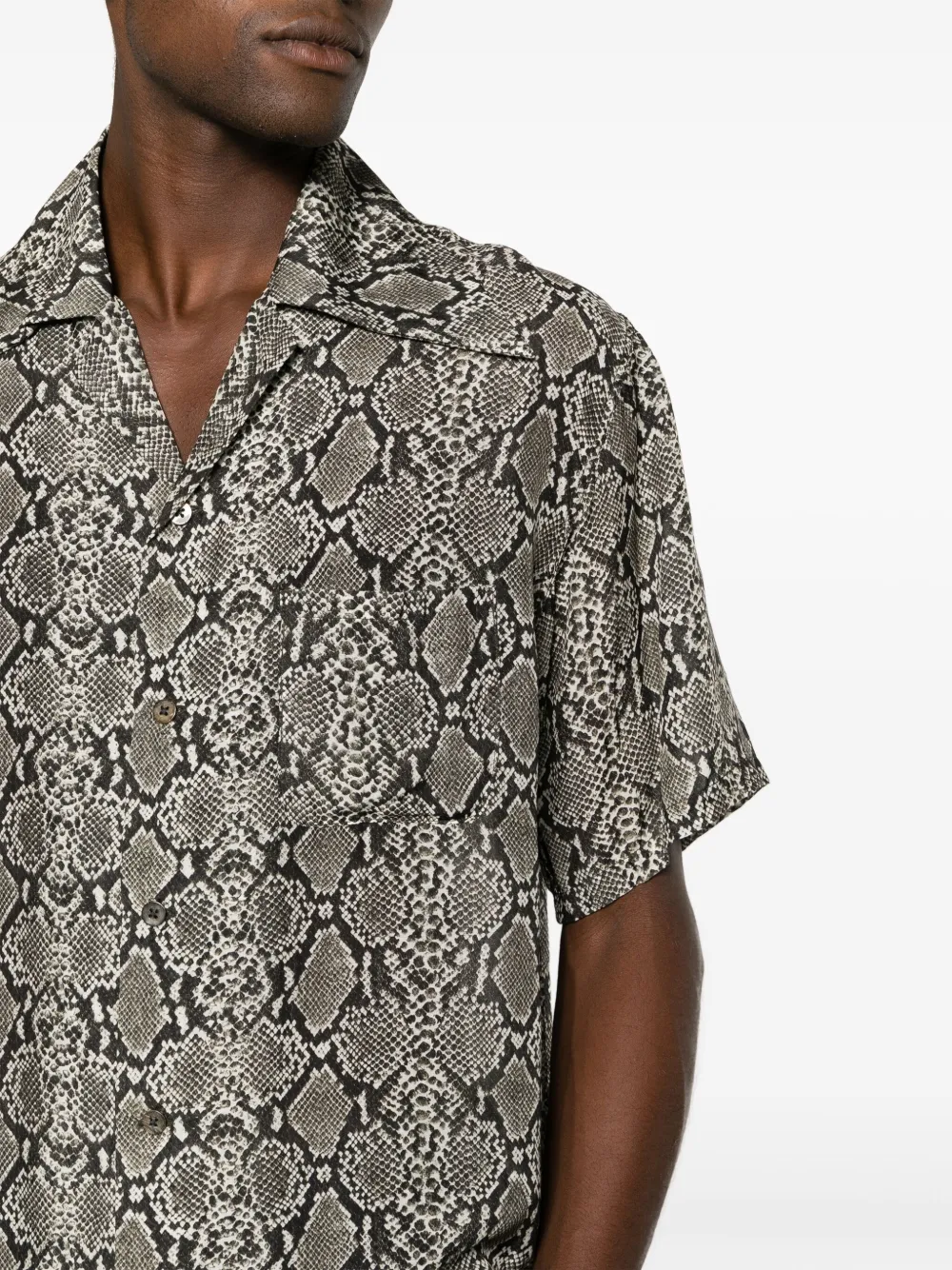 Kapital Short-sleeve Snakeskin-print Shirt In Grey